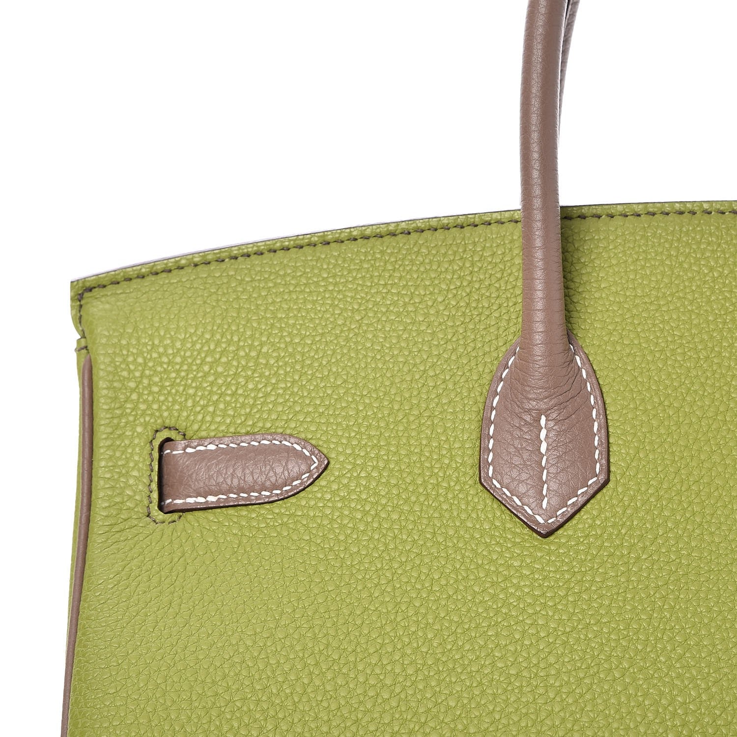 Hermes Togo Bi Color Horseshoe Birkin 35 Vert Anis Etoupe 27 of 35