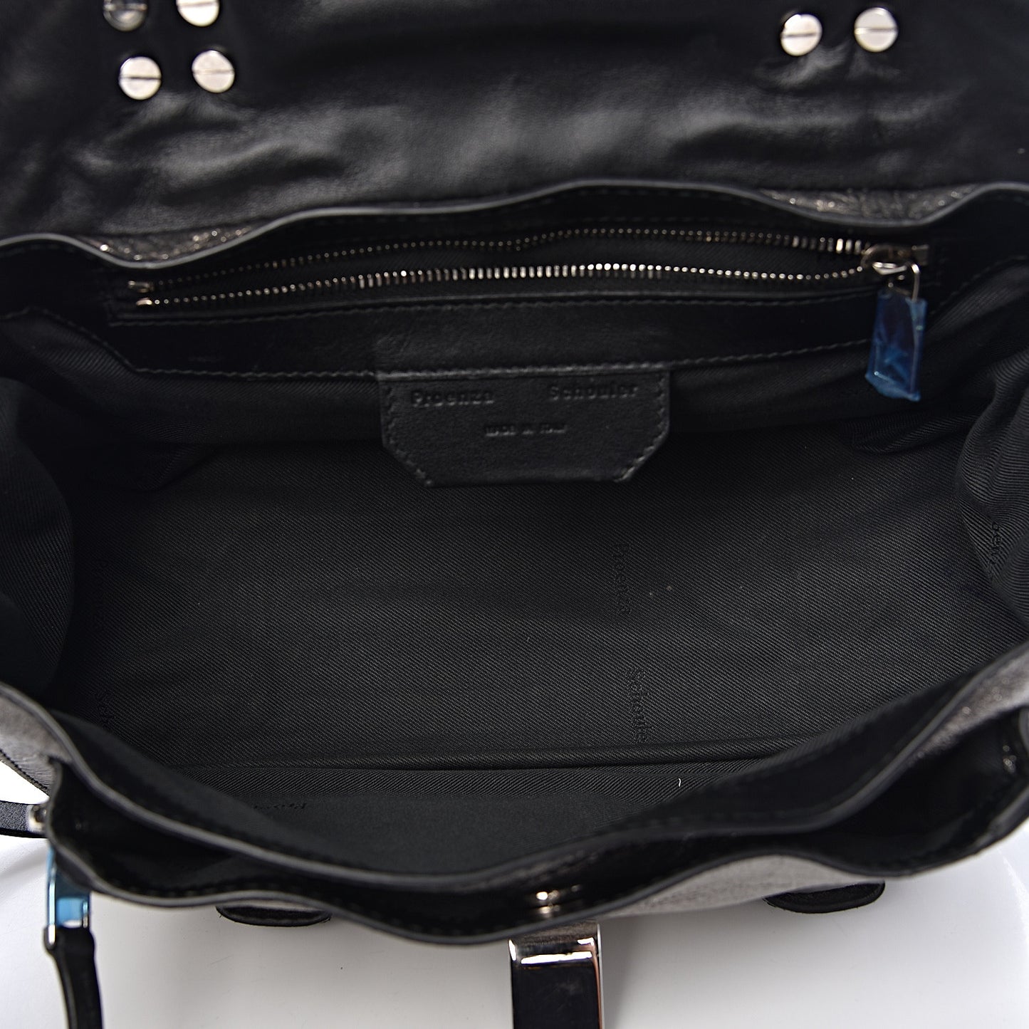 Metallic Lambskin Tiny PS1 Satchel Silver