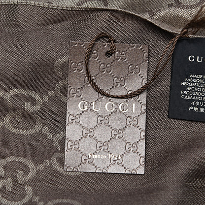 Gucci Wool Silk GG Monogram GGNat Scarf Rope Dark Brown 5 of 8