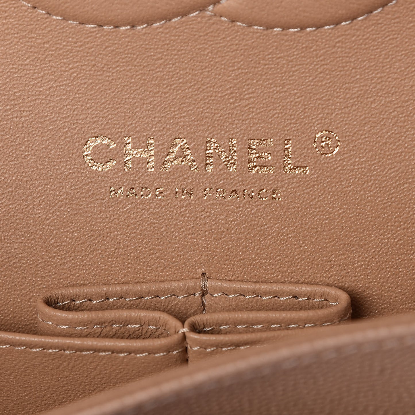 Caviar Quilted Medium Double Flap Beige