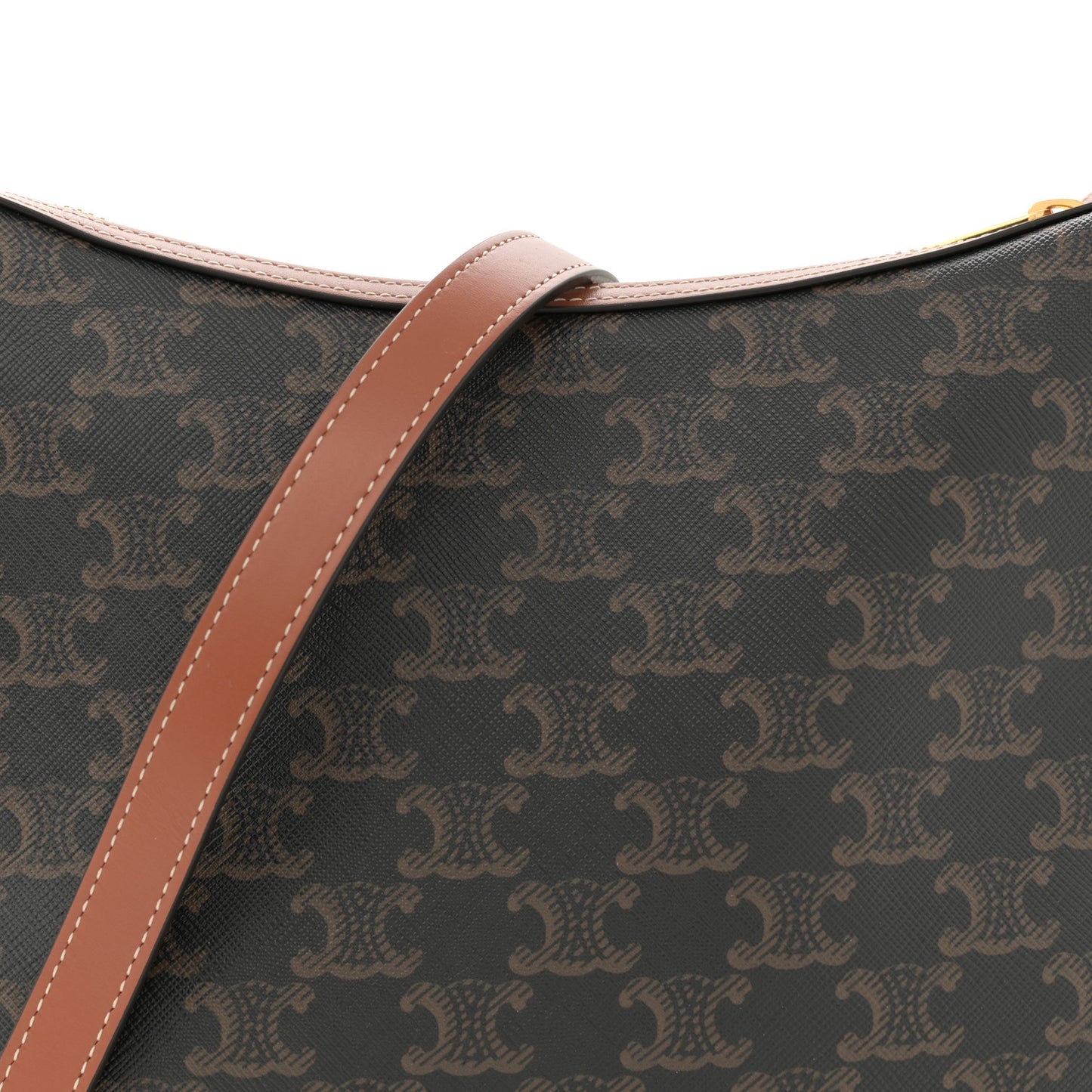 Calfskin Triomphe Canvas Small Heloise Shoulder Bag Tan