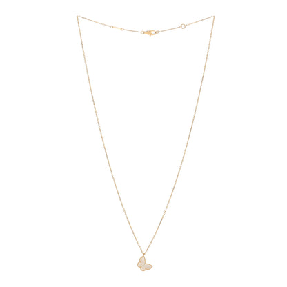 Van Cleef & Arpels 18K Yellow Gold Mother of Pearl Sweet Alhambra Butterfly Pendant Necklace 2 of 3