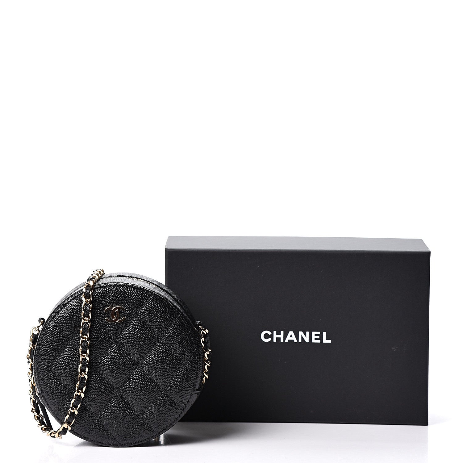 Chanel Caviar Quilted Round Clutch With Chain Black 9 of 9