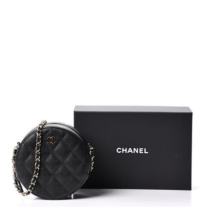 Chanel Caviar Quilted Round Clutch With Chain Black 9 of 9
