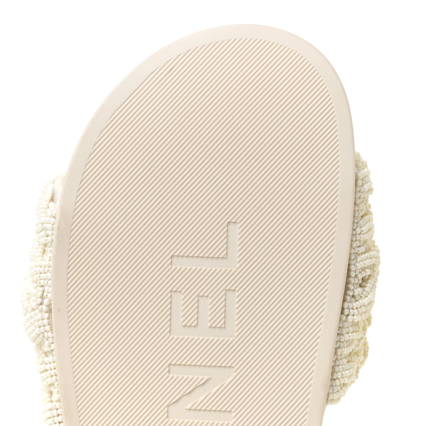Lambskin Pearl Beaded Woven Slides 39 Beige