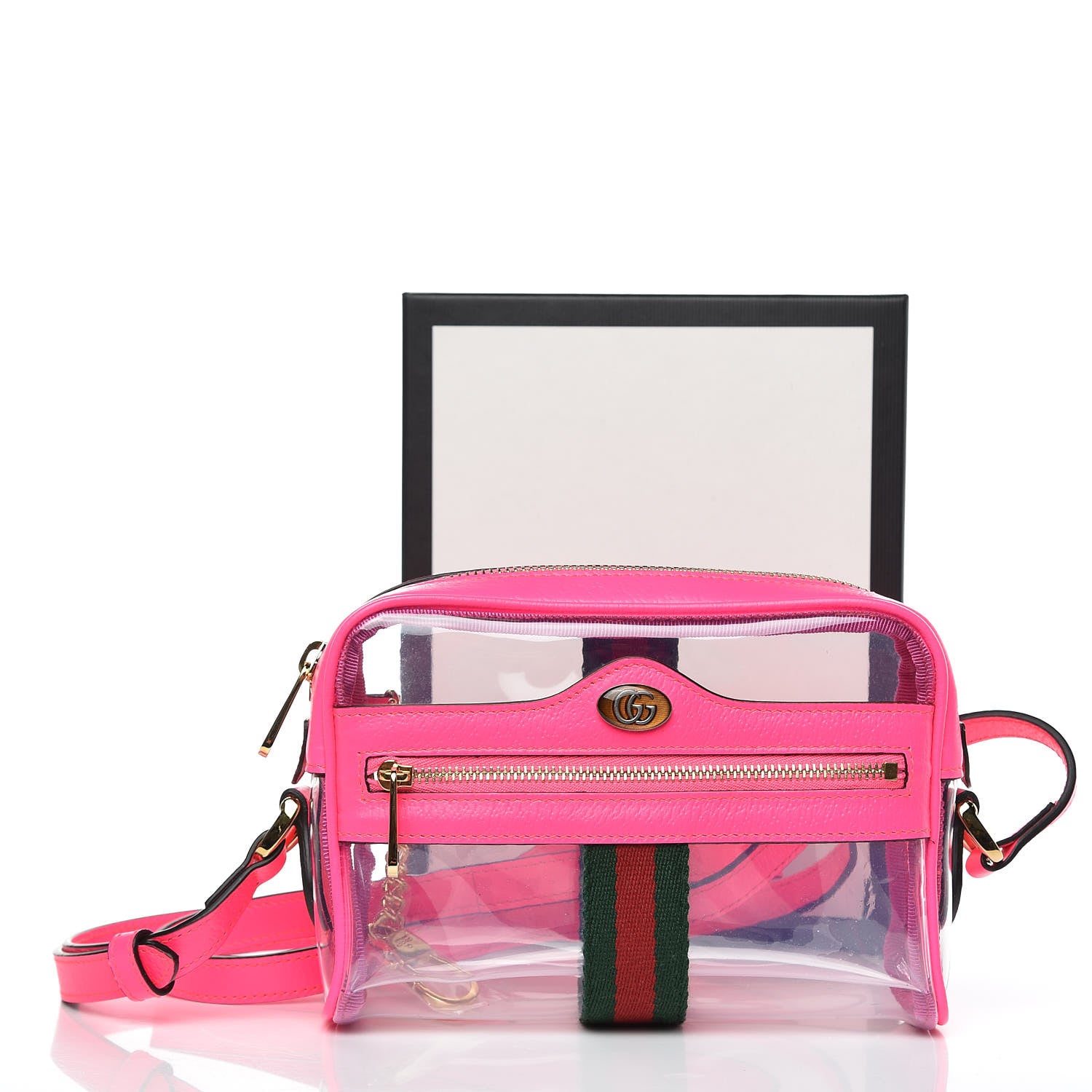 Gucci Vinyl Web Mini Ophidia Transparent Shoulder Bag Fluorescent Fuchsia 9 of 9
