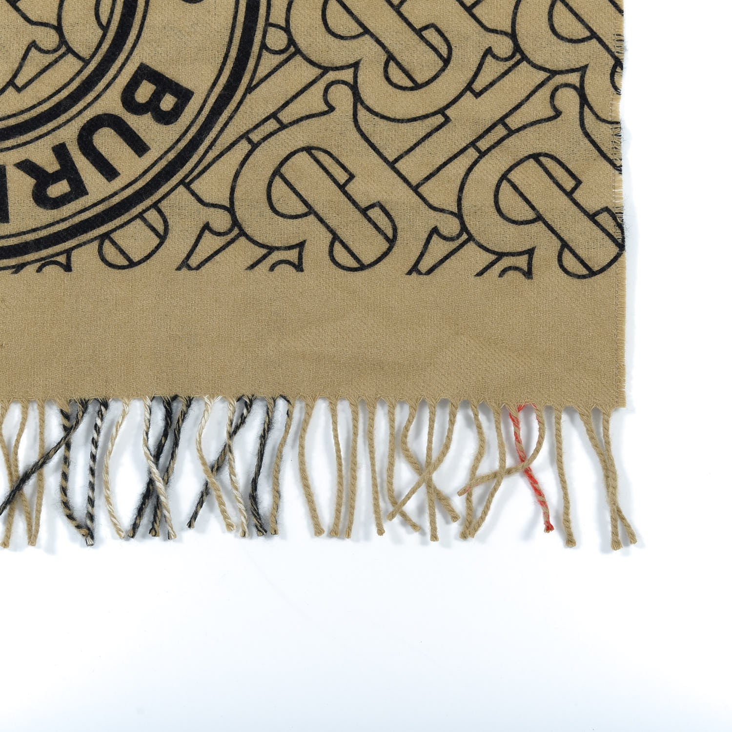 Burberry Cashmere Giant Check Monogram Reversible Fringe Scarf Archive Beige 5 of 5