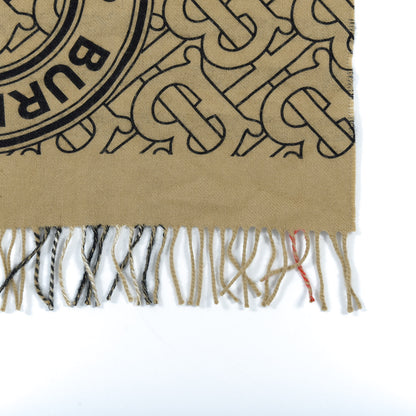 Burberry Cashmere Giant Check Monogram Reversible Fringe Scarf Archive Beige 5 of 5