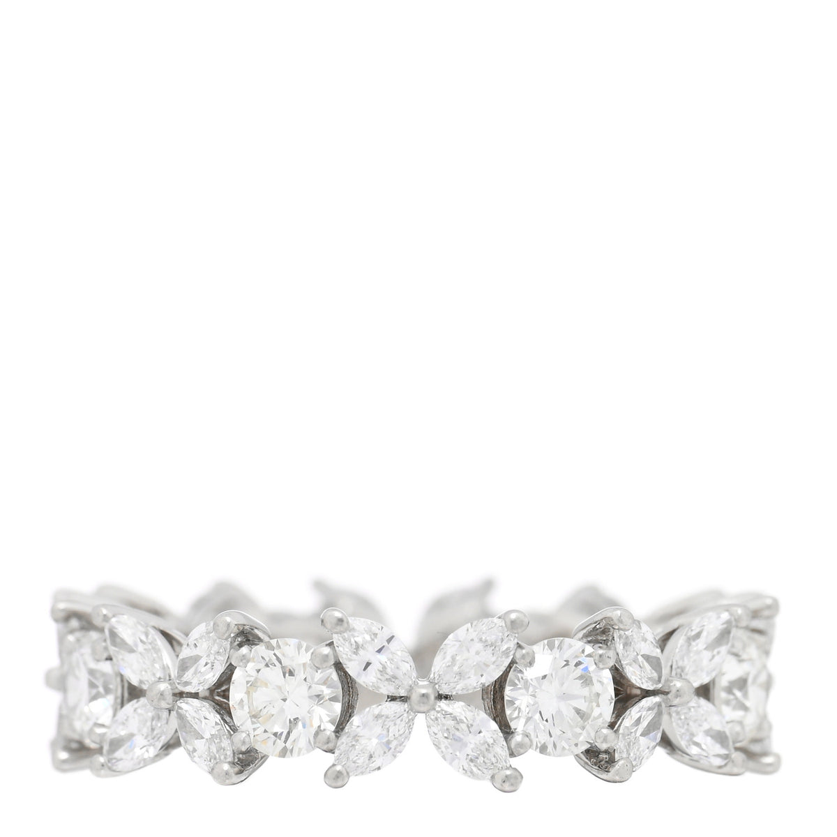 Tiffany Platinum Diamond Victoria Alternating Band Ring 56 7.5 1 of 5