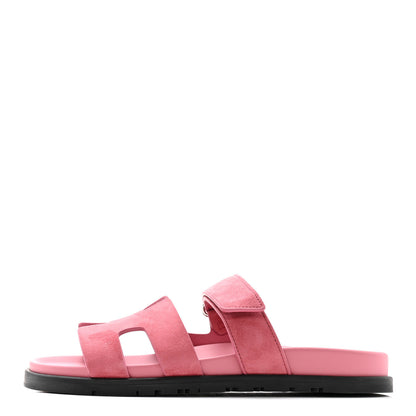 Hermes Suede Goatskin Womens Chypre Sandals 39.5 Rose Aphrodite 1 of 10