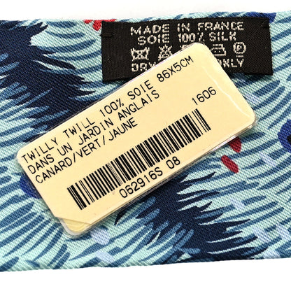Hermes Silk Dans un Jardin Anglais Twilly Canard Vert Jaune 3 of 3