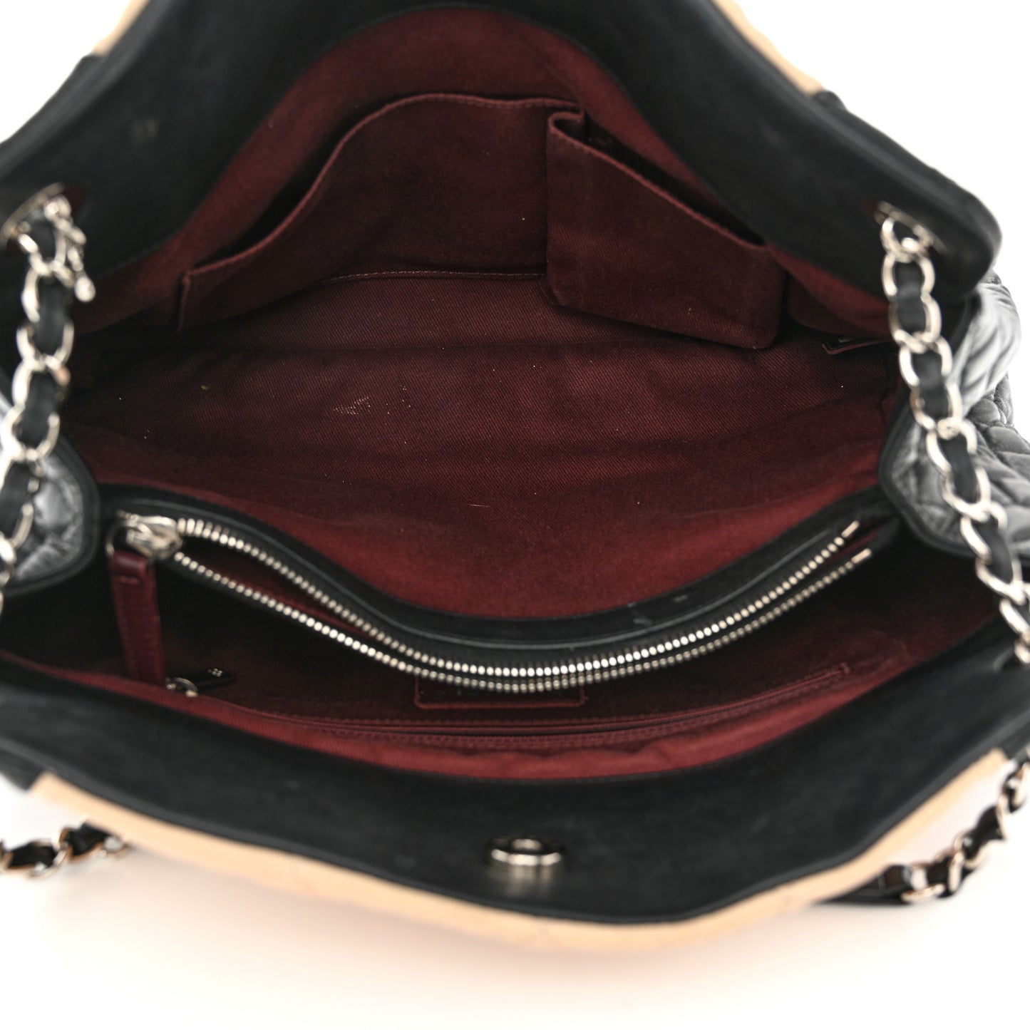 Lambskin Quilted CC Shopping Tote Black Rose Clair
