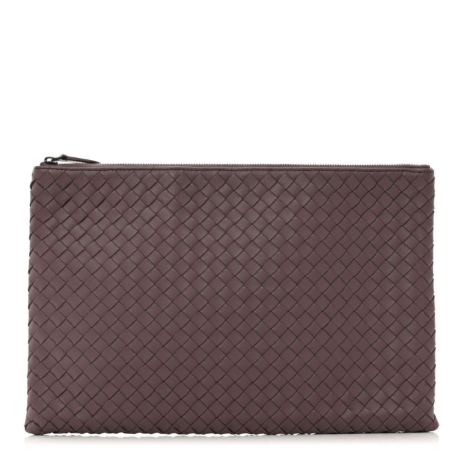 Bottega Veneta Nappa Intrecciato Large Flat Zip Billetto Pouch Brown 1 of 8