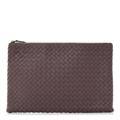 Bottega Veneta Nappa Intrecciato Large Flat Zip Billetto Pouch Brown 1 of 8