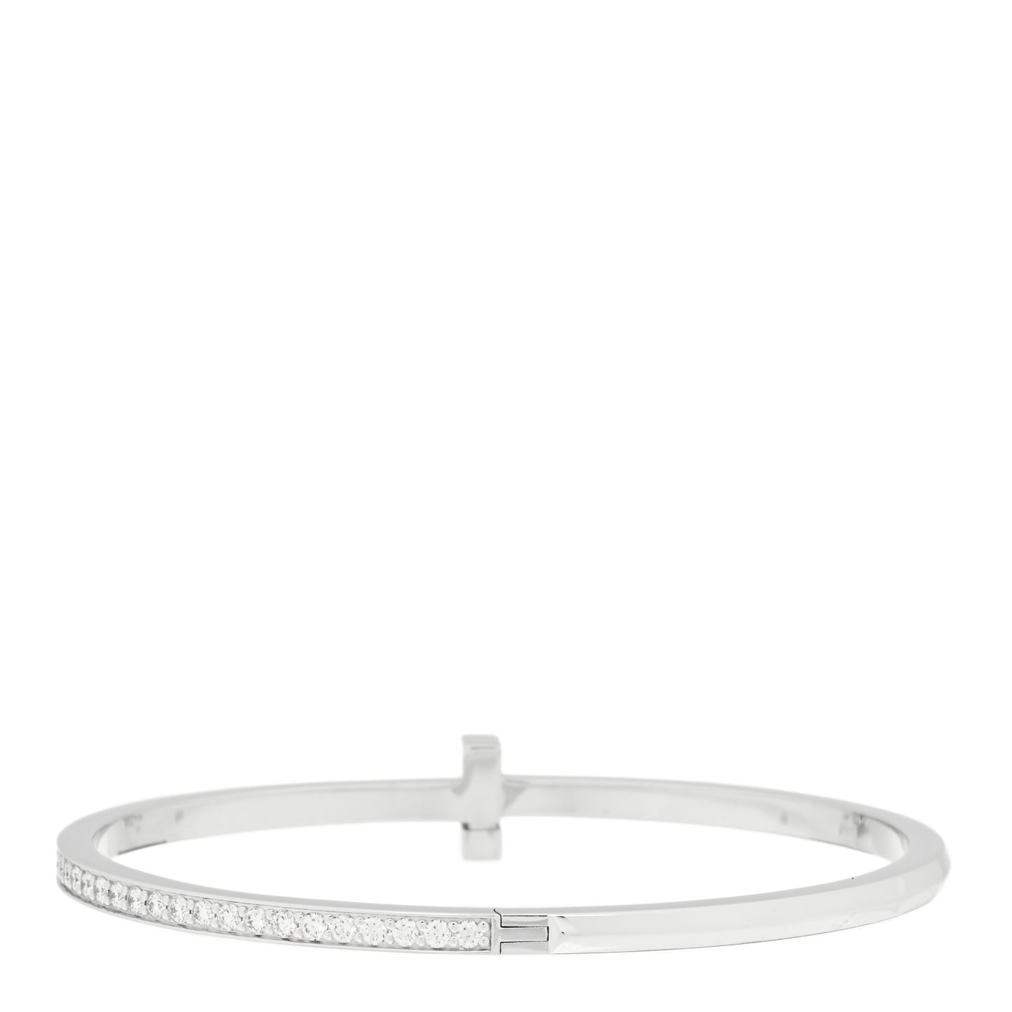 18K White Gold Diamond Narrow T1 Hinged Bangle Bracelet