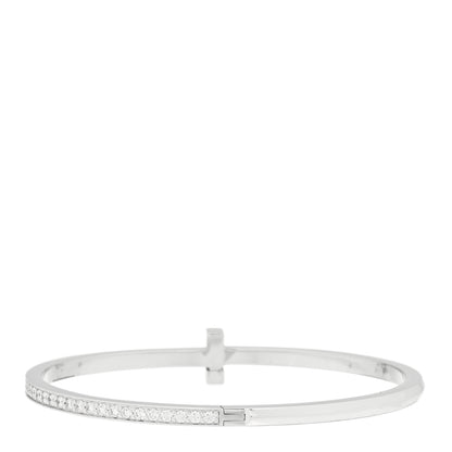Tiffany 18K White Gold Diamond Narrow T1 Hinged Bangle Bracelet 2 of 3
