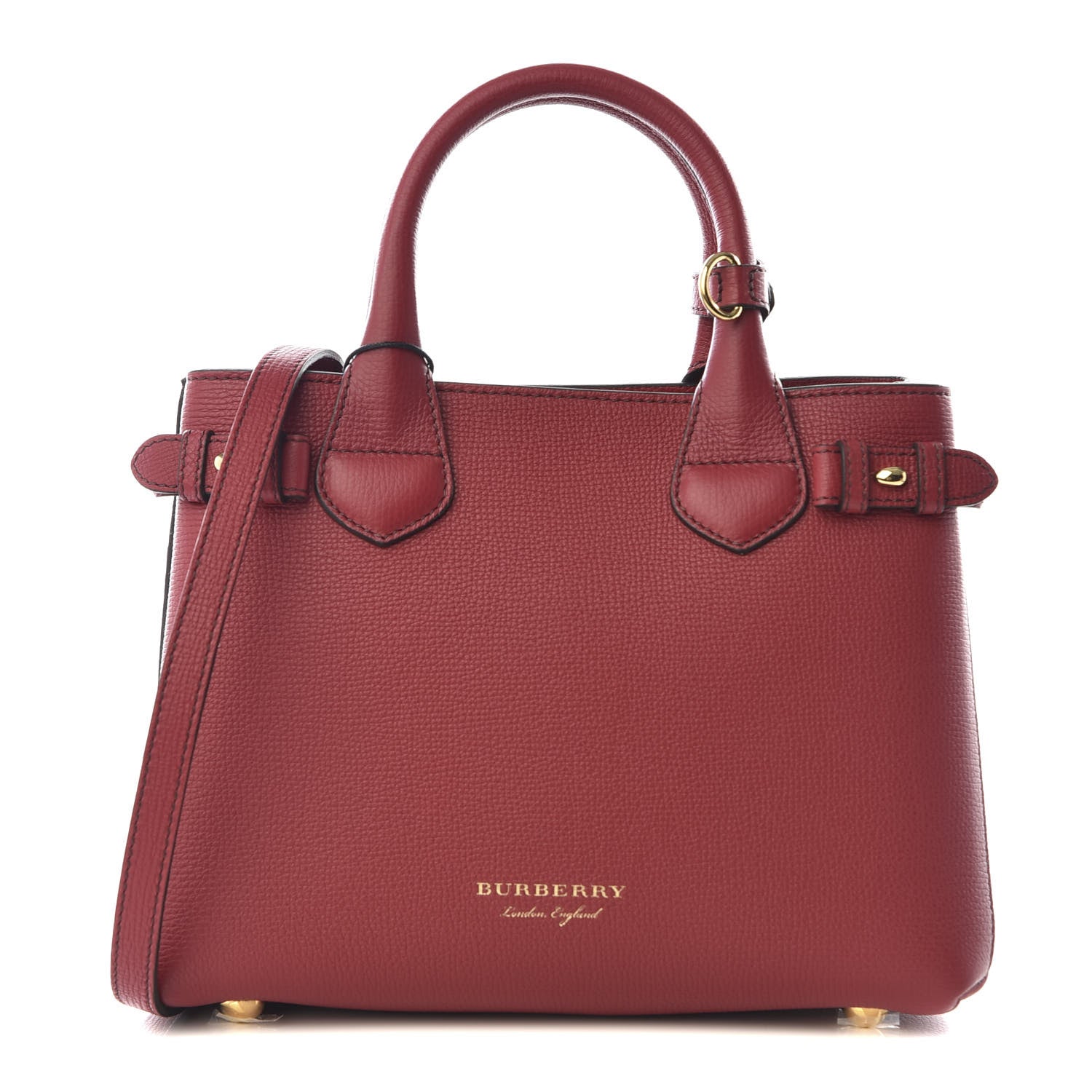 Burberry Grainy Calfskin House Check Small Banner Tote Red 1 of 8