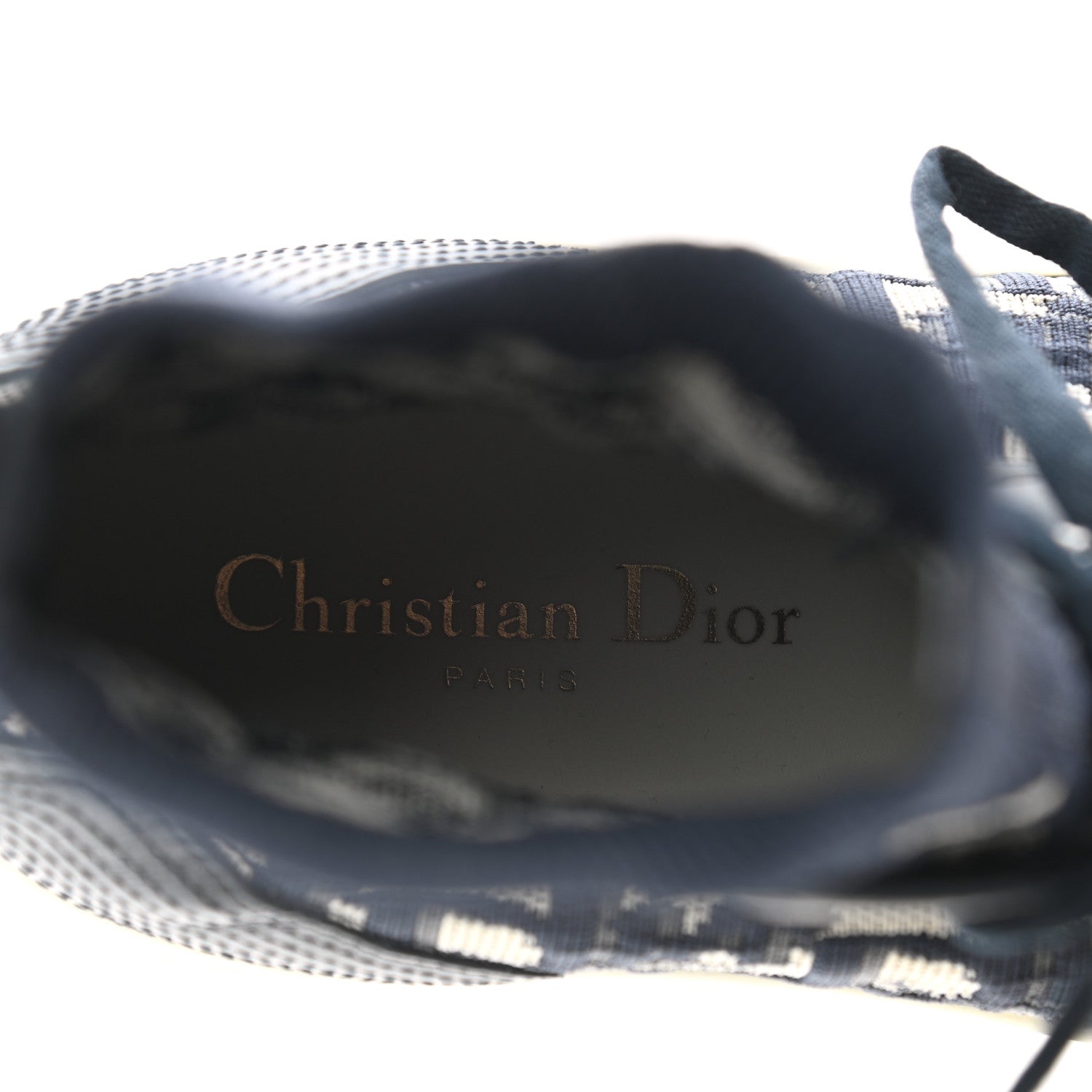 Christian Dior Technical Knit Calfskin Oblique Womens Walk'n Dior High Top Sneakers 40.5 Deep Blue 7 of 12
