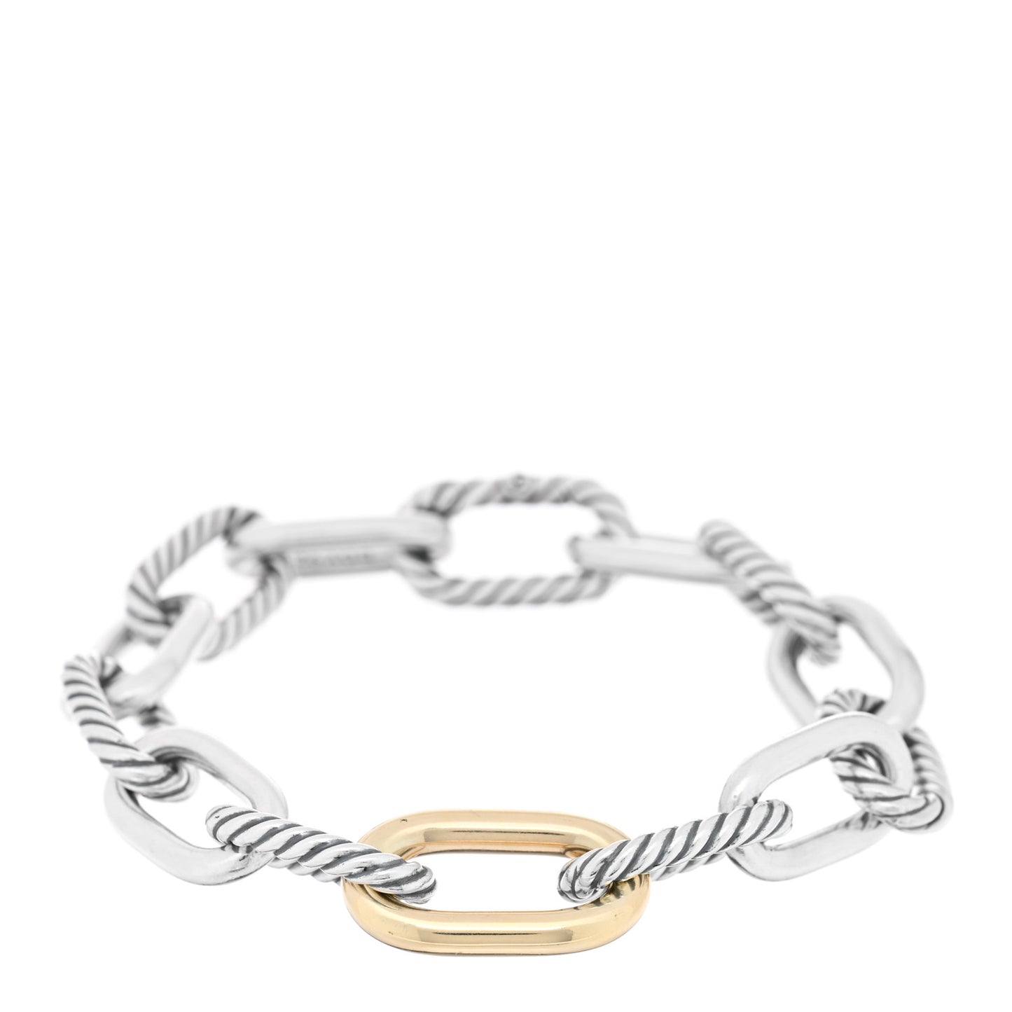 Sterling Silver 18K Yellow Gold 11mm DY Madison Link Chain Bracelet