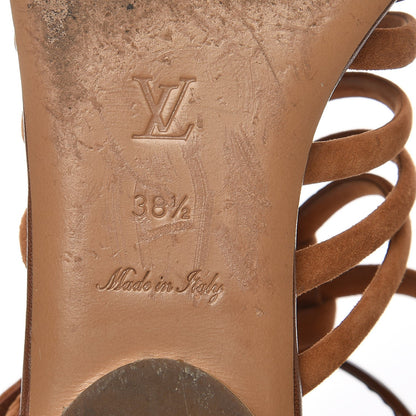Louis Vuitton Suede Caged Flat Sandals 38.5 Tan 10 of 13
