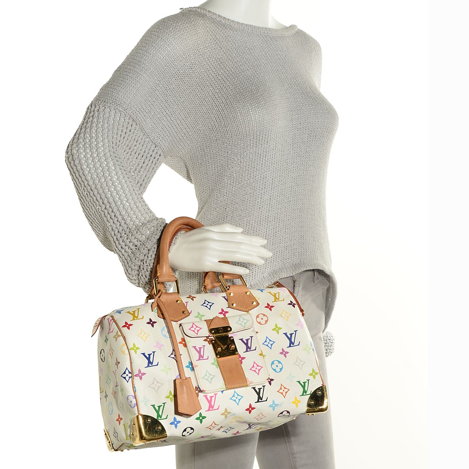 Louis Vuitton Monogram Multicolor Speedy 30 White 3 of 6