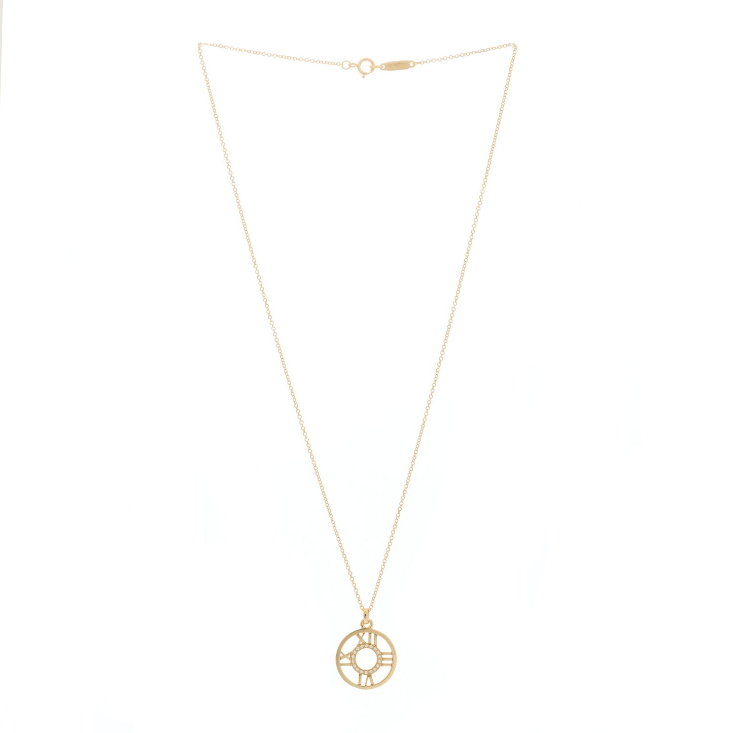 18K Yellow Gold Diamond Small Atlas Open Pendant Necklace