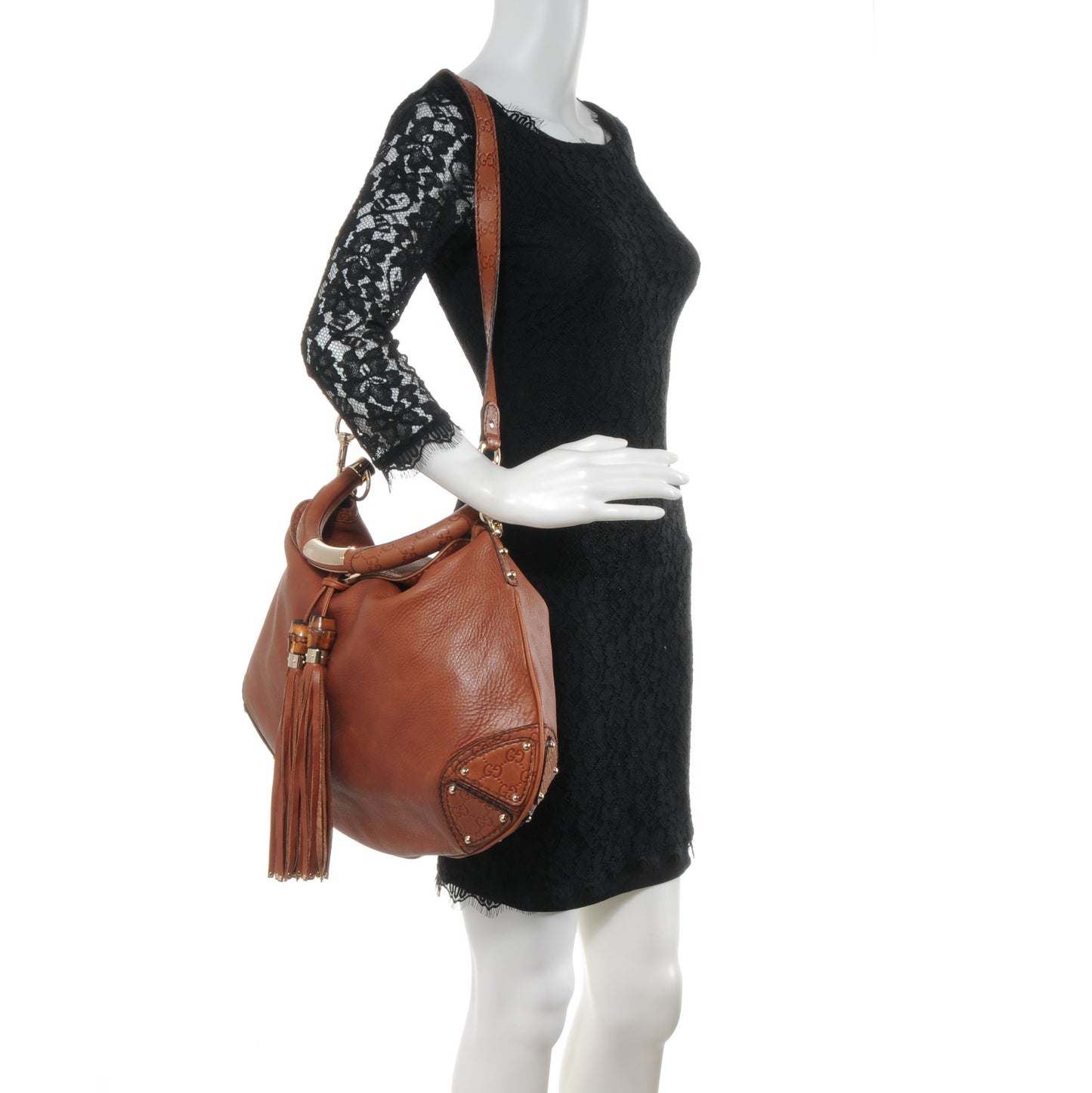 Leather Guccissima Large Indy Hobo Brown