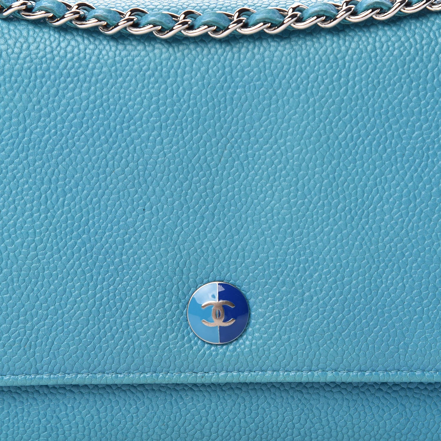 Chanel Caviar Wallet On Chain WOC Turquoise 10 of 16