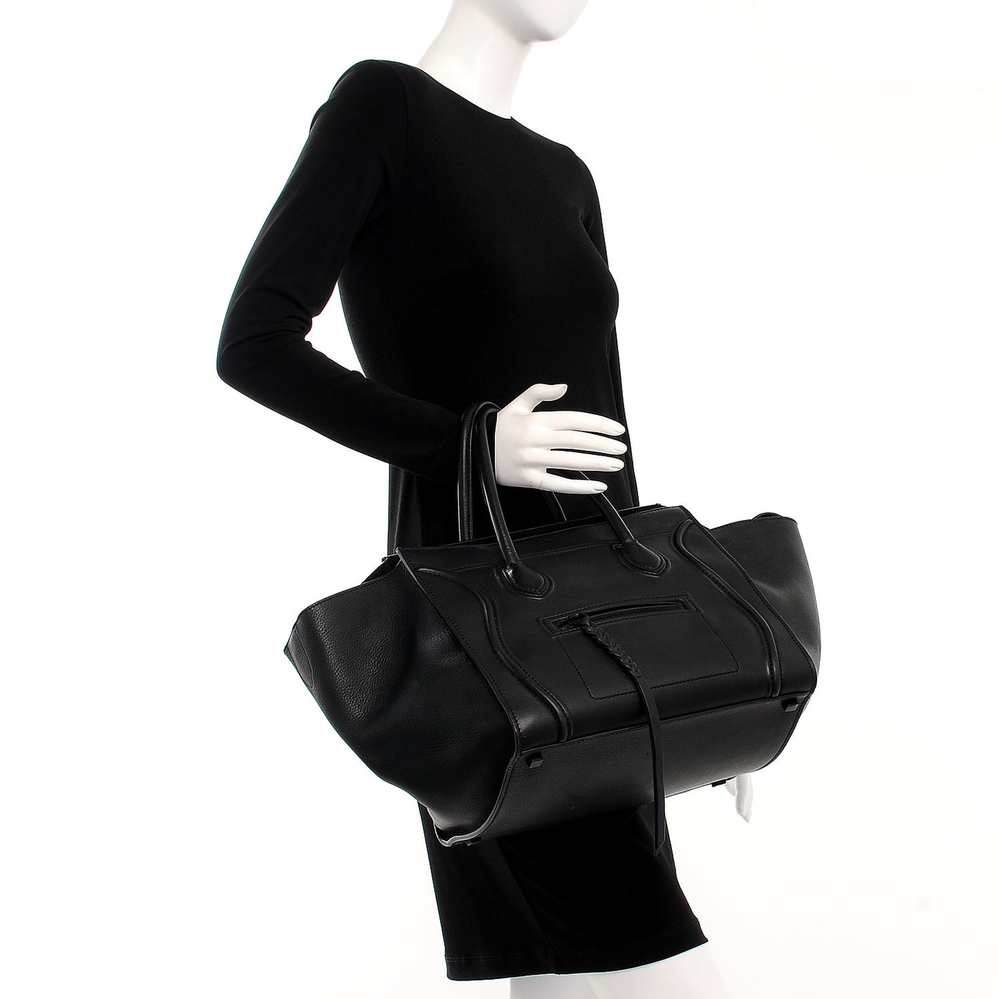 Supple Calfskin Medium Phantom Luggage Black