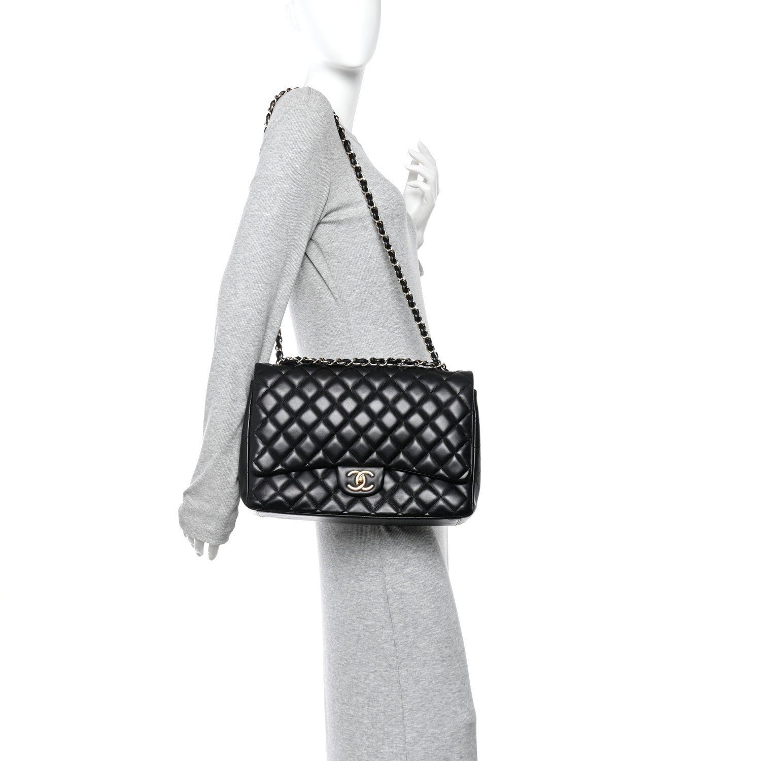 Chanel Lambskin Quilted Maxi Double Flap Black 2 of 10