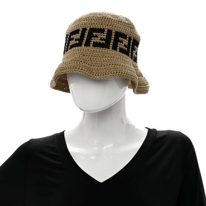 Fendi Cotton FF Woven Bucket Hat L Naturale Black 4 of 10