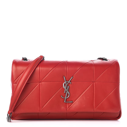 Saint Laurent Lambskin Patchwork Monogram Medium Jamie Red 1 of 10
