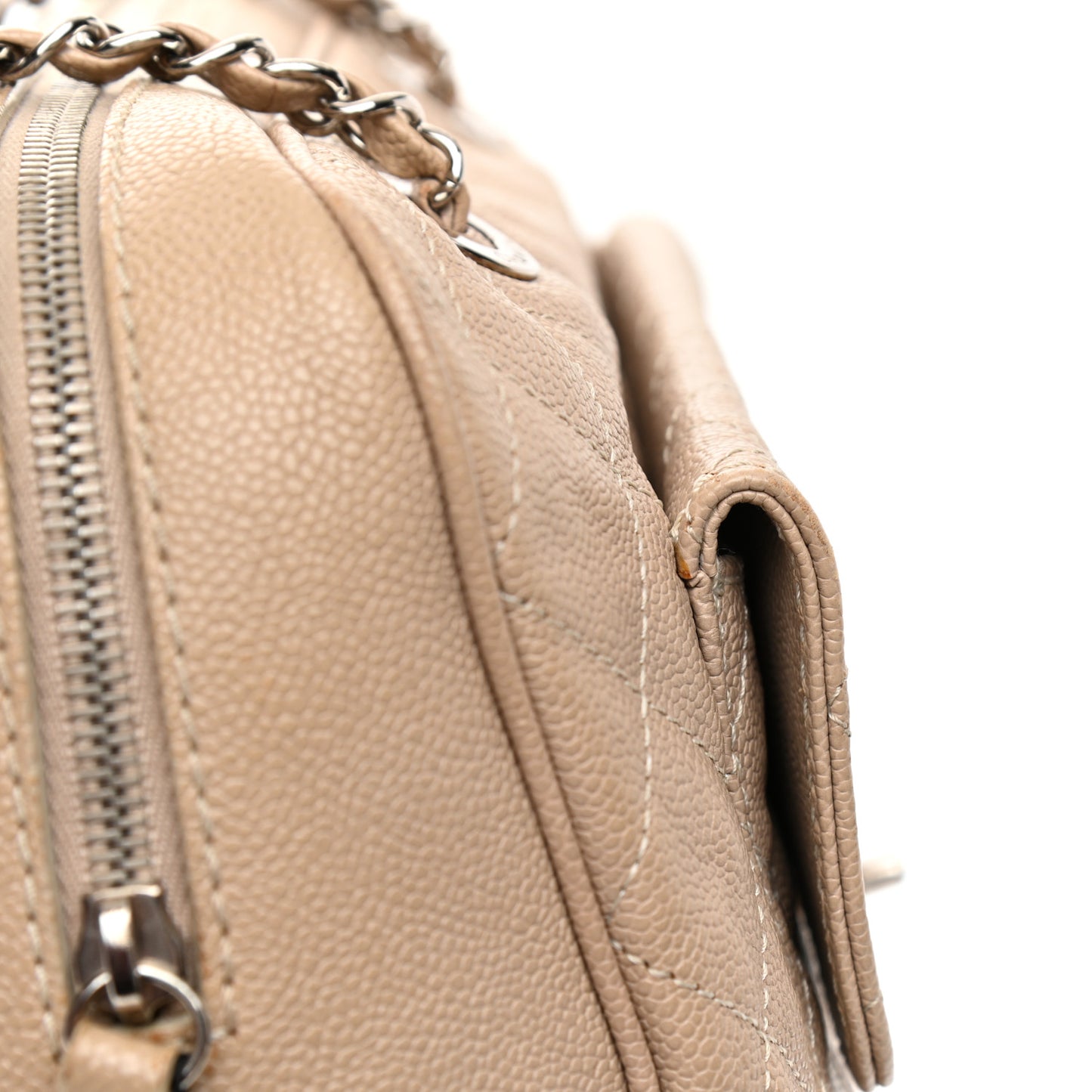 Caviar Quilted Large Paradoxal Camera Case Beige