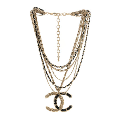 Chanel Lambskin Chain CC Multi Strand Necklace Gold Black 3 of 4