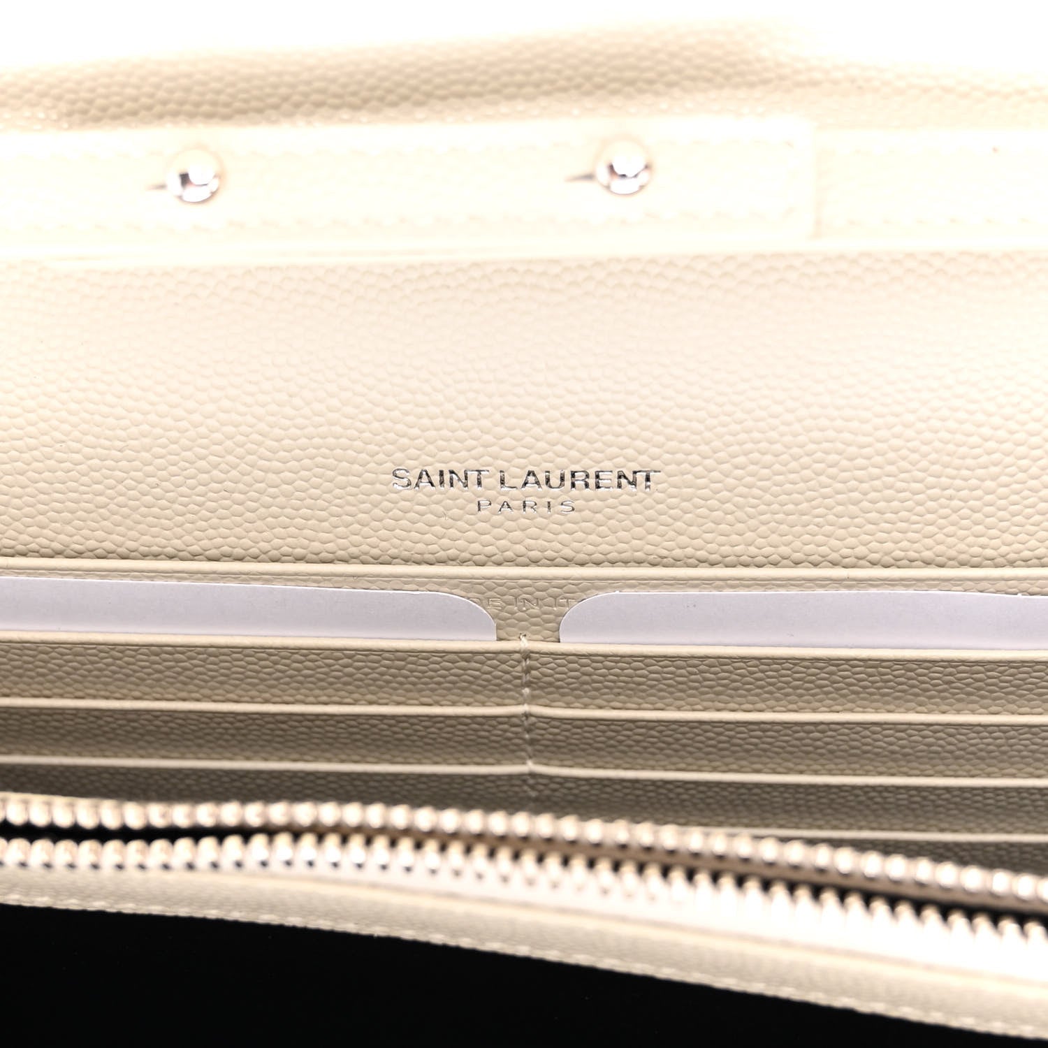 Saint Laurent Grain De Poudre Matelasse Chevron Monogram Chain Wallet Blanc Vintage 6 of 10