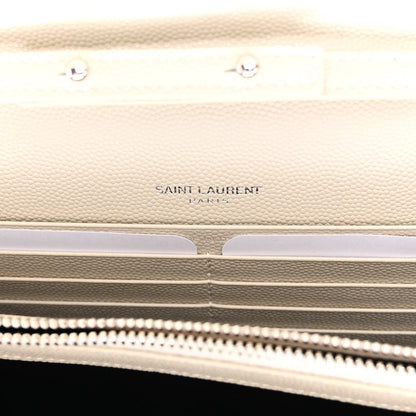Saint Laurent Grain De Poudre Matelasse Chevron Monogram Chain Wallet Blanc Vintage 6 of 10