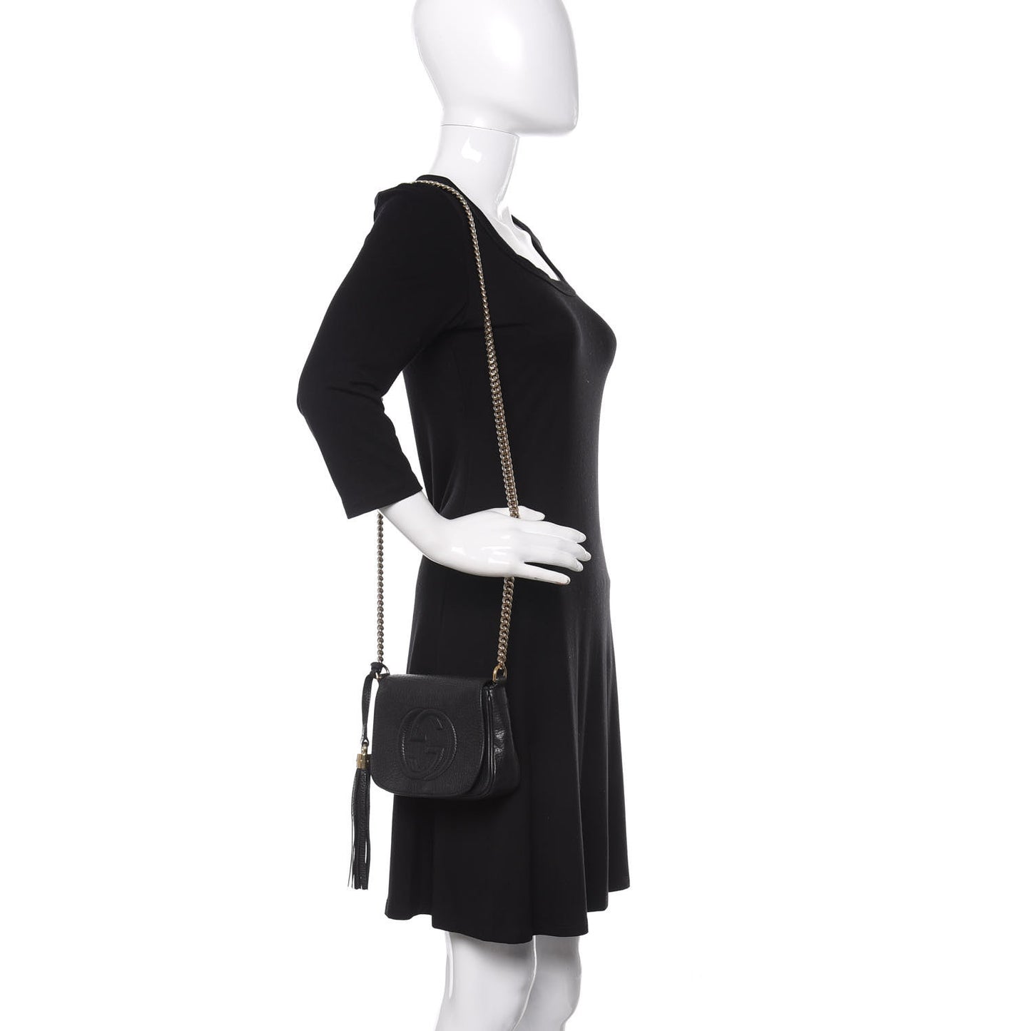 Pebbled Calfskin Small Soho Flap Crossbody Black