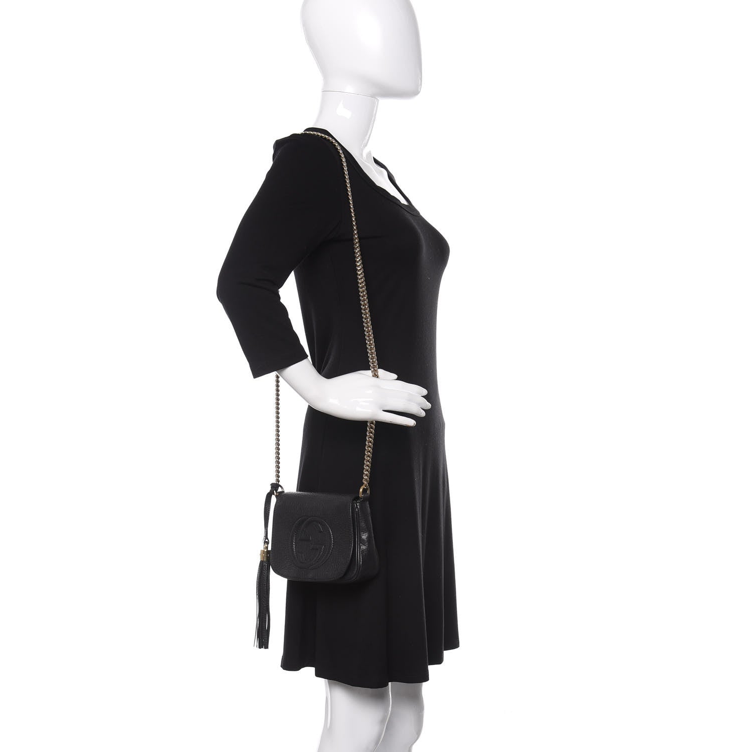 Gucci Pebbled Calfskin Small Soho Flap Crossbody Black 2 of 12