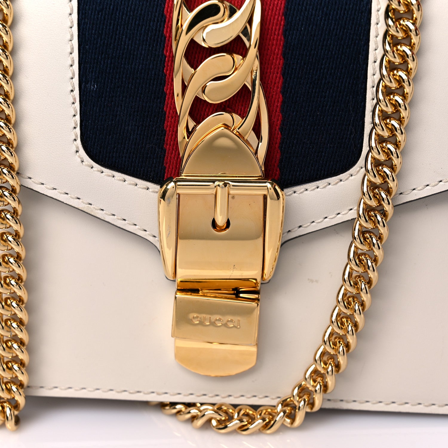 Gucci Calfskin Mini Sylvie Chain Shoulder Bag White 16 of 17