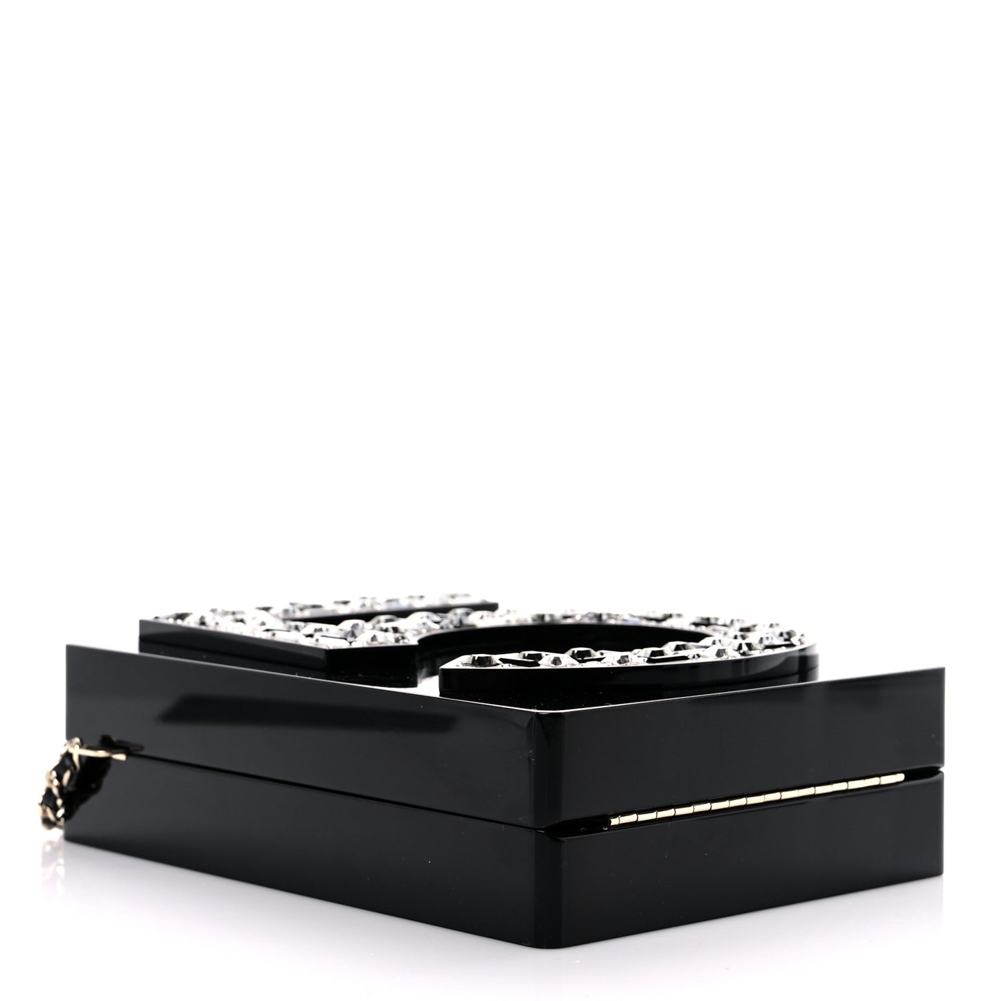 Plexiglass Strass Mosaic No 5 Minaudière Clutch Black