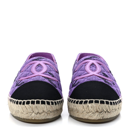 Chanel Cotton Jacquard Grosgrain CC Print Espadrilles 38 Purple Black 2 of 10