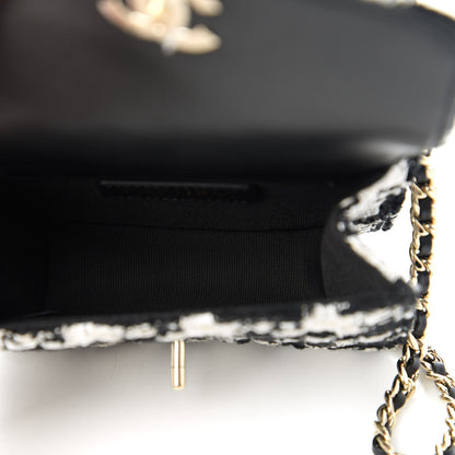 Chanel Tweed Lambskin Quilted Flap Black Ecru White 6 of 12