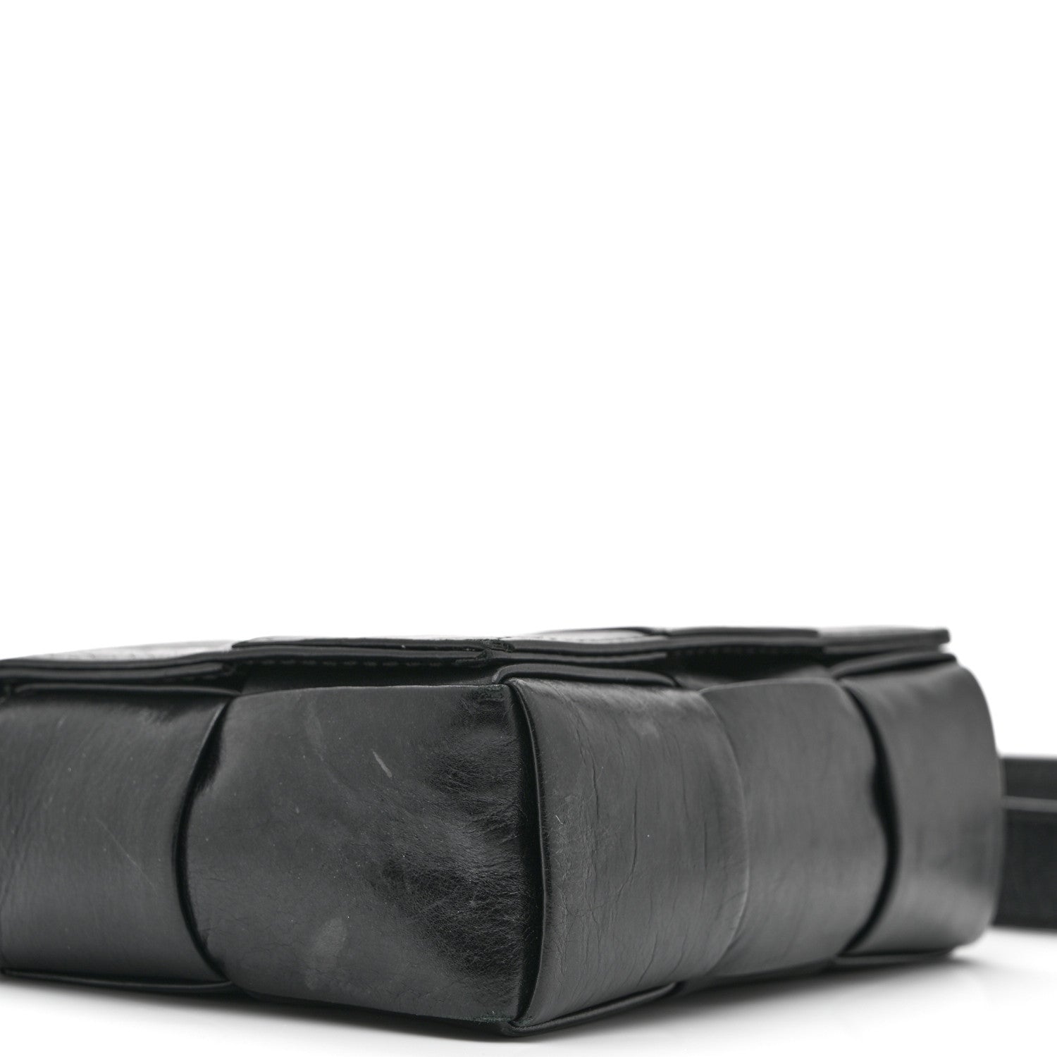 Bottega Veneta Crinkled Lambskin Maxi Intrecciato Extra Mini Cassette Crossbody Bag Black 8 of 9