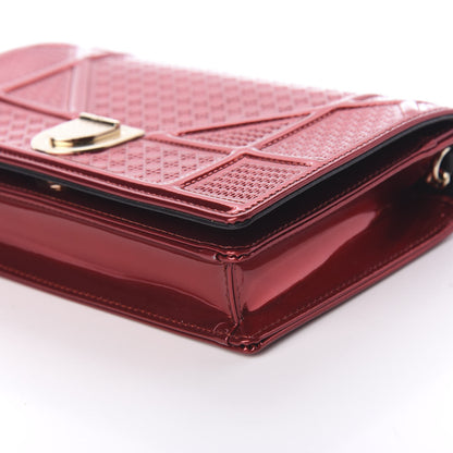 Christian Dior Metallic Patent Micro-Cannage Diorama Wallet on Chain Pouch Red 5 of 8