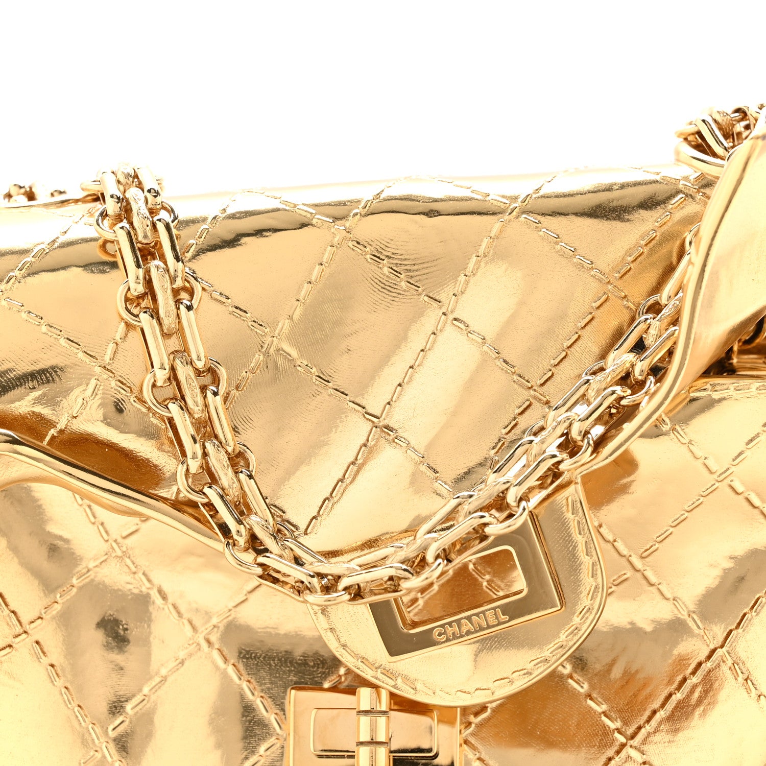 Chanel Metal 2.55 Small Minaudiere Crossbody Gold 8 of 10