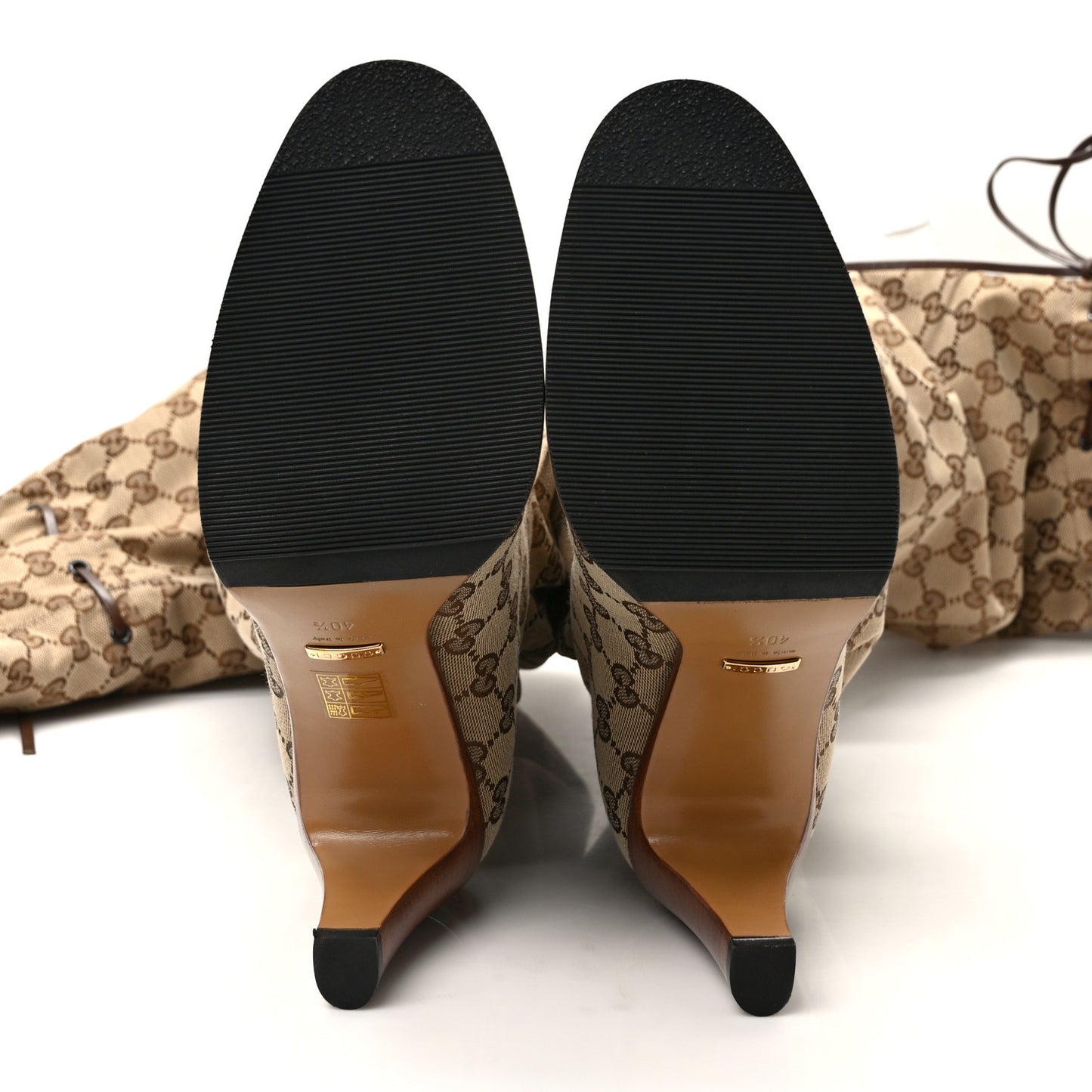 Monogram Over the Knee Boots 40.5 Beige Ebony