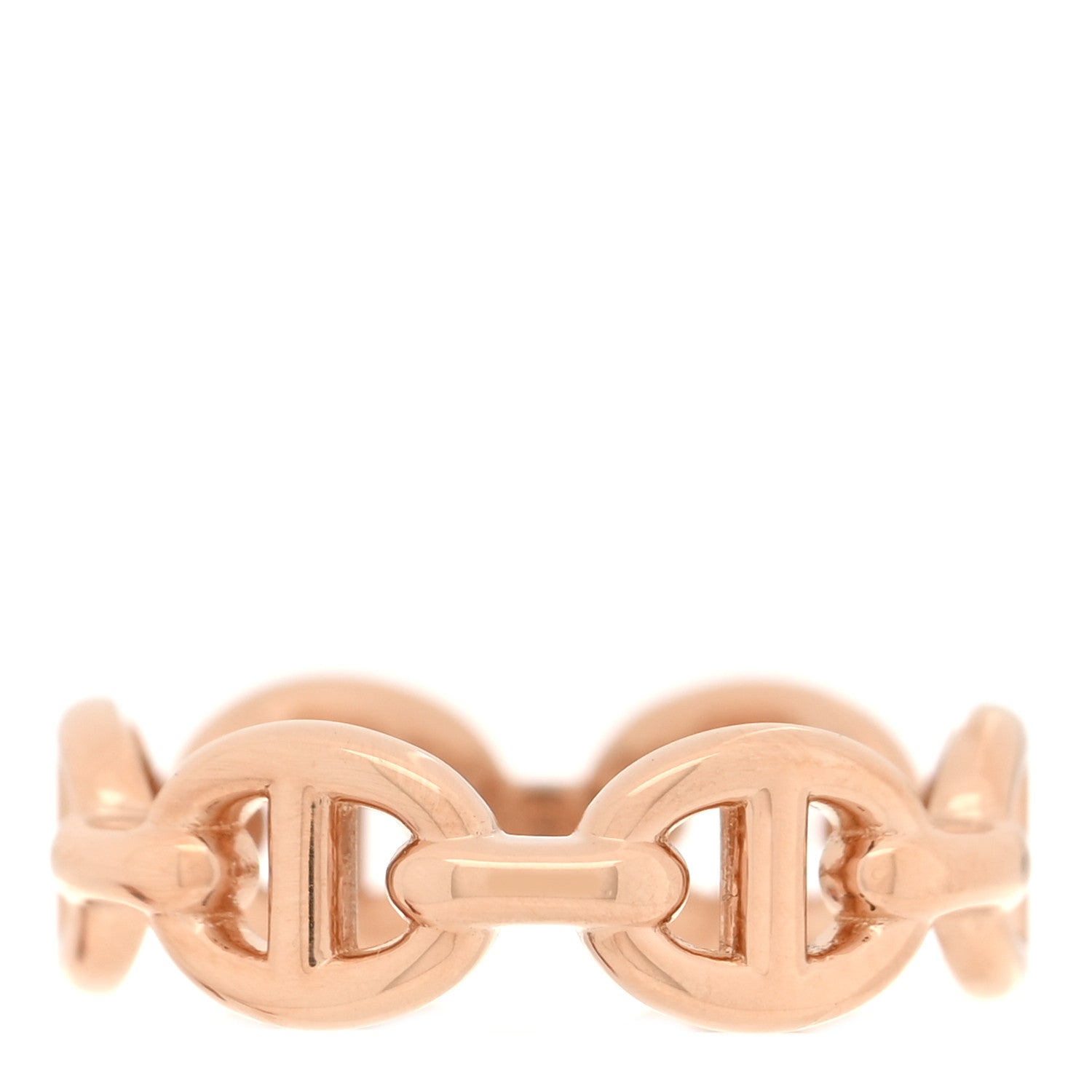 Hermes 18K Rose Gold PM Chaine d'Ancre Enchainee Ring 48 4.5 1 of 5