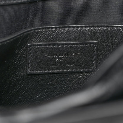 Saint Laurent Crinkled Calfskin Matelasse Monogram Baby Niki Chain Satchel Black 6 of 11