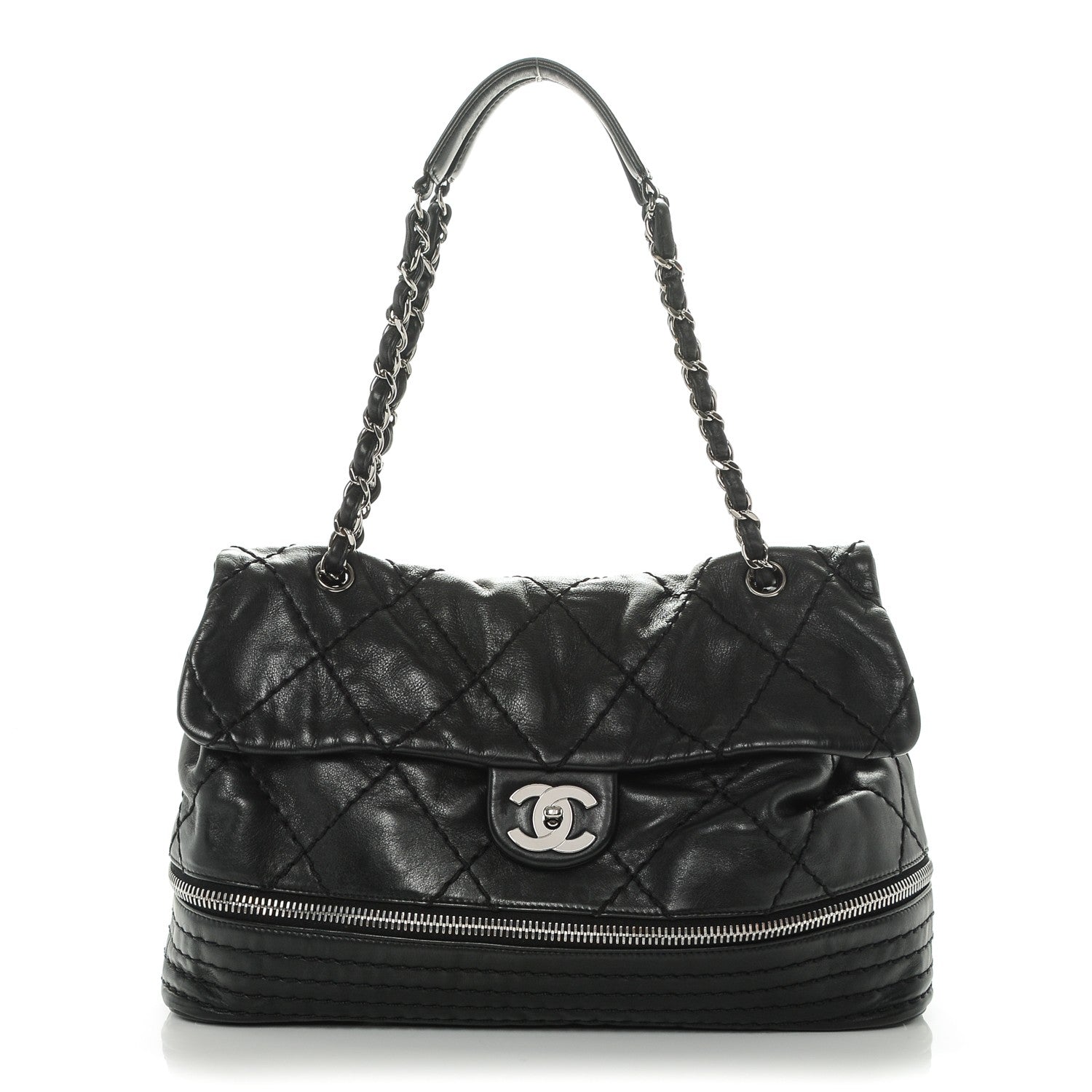 Chanel Calfskin Stitched Large Expandable Flap Black 1 of 7