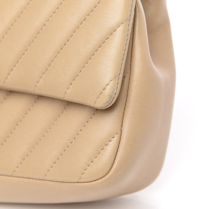 Chanel Lambskin Chevron Quilted Small Single Flap Light Beige 10 of 17